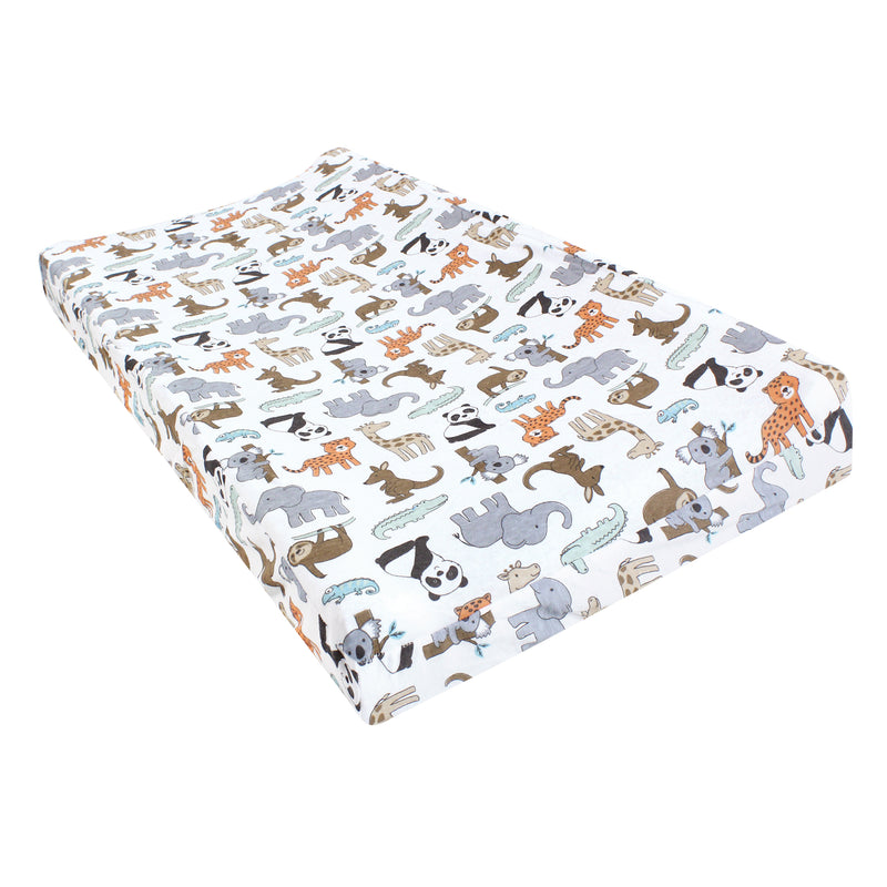 Hudson Baby Cotton Changing Pad Cover, Zoo Animals