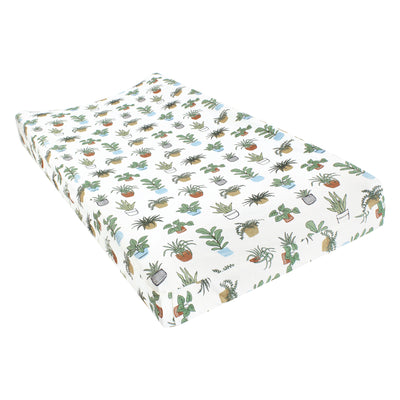 Hudson Baby Cotton Changing Pad Cover, Plants