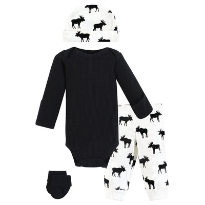 Hudson Baby Thermal Preemie Layette Set 4pc, Moose Long Sleeve