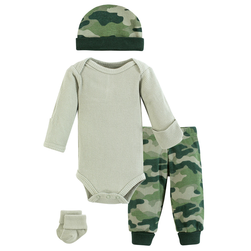 Hudson Baby Thermal Preemie Layette Set 4pc, Camo Long Sleeve