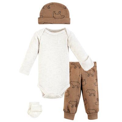 Hudson Baby Thermal Preemie Layette Set 4pc, Bear Long Sleeve