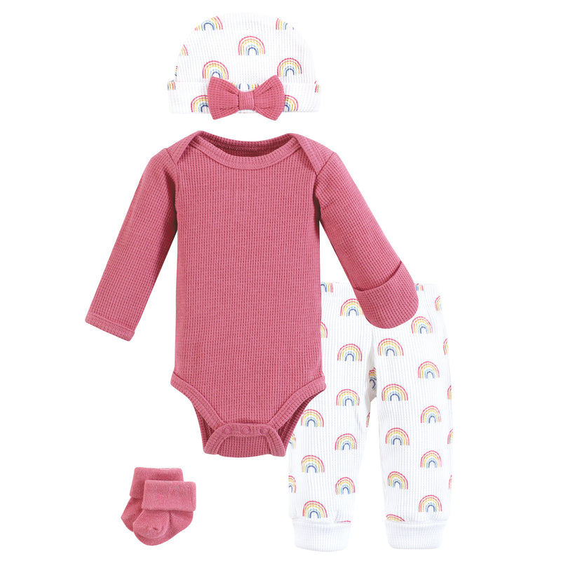 Hudson Baby Thermal Preemie Layette Set 4pc, Creative Rainbows Long Sleeve