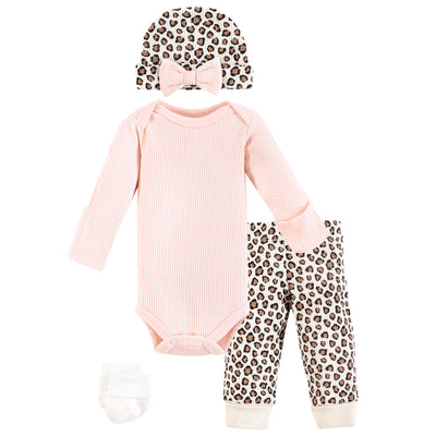 Hudson Baby Thermal Preemie Layette Set 4pc, Leopard Long Sleeve