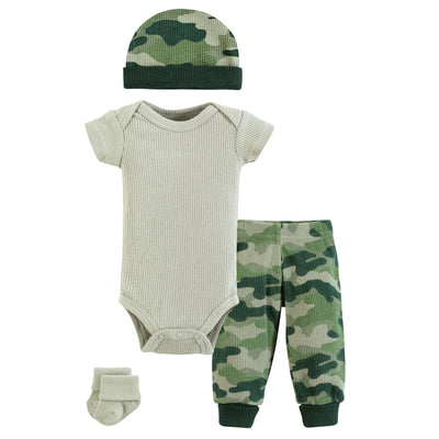 Hudson Baby Thermal Preemie Layette Set 4pc, Camo Short Sleeve