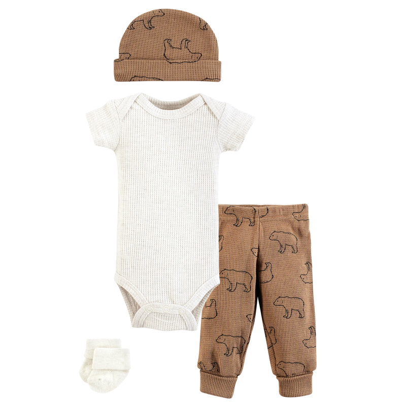 Hudson Baby Thermal Preemie Layette Set 4pc, Bear Short Sleeve