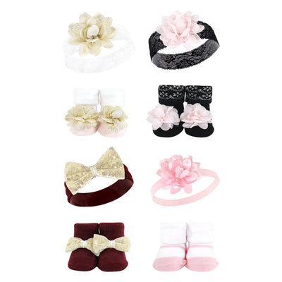 Hudson Baby 8Pc Headband and Socks Set, Lace Flower