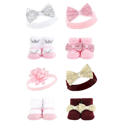 Hudson Baby 8Pc Headband and Socks Set, Princess Flower
