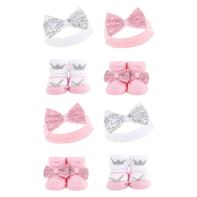 Hudson Baby 8Pc Headband and Socks Set, Princess