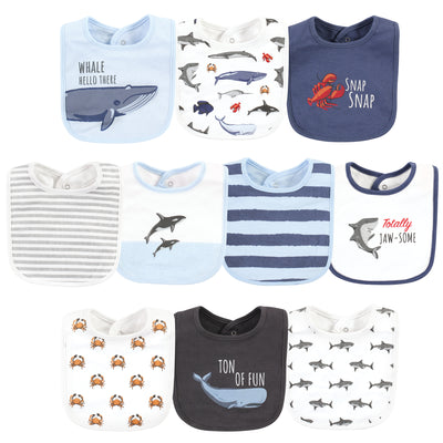 Hudson Baby Cotton Bibs, Boy Whale Shark