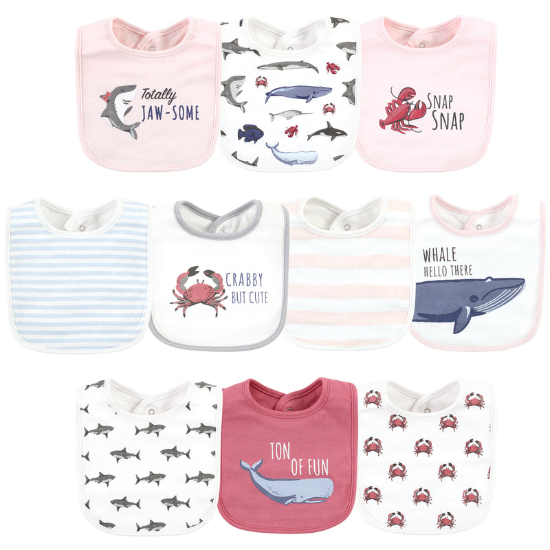 Hudson Baby Cotton Bibs, Girl Whale Shark