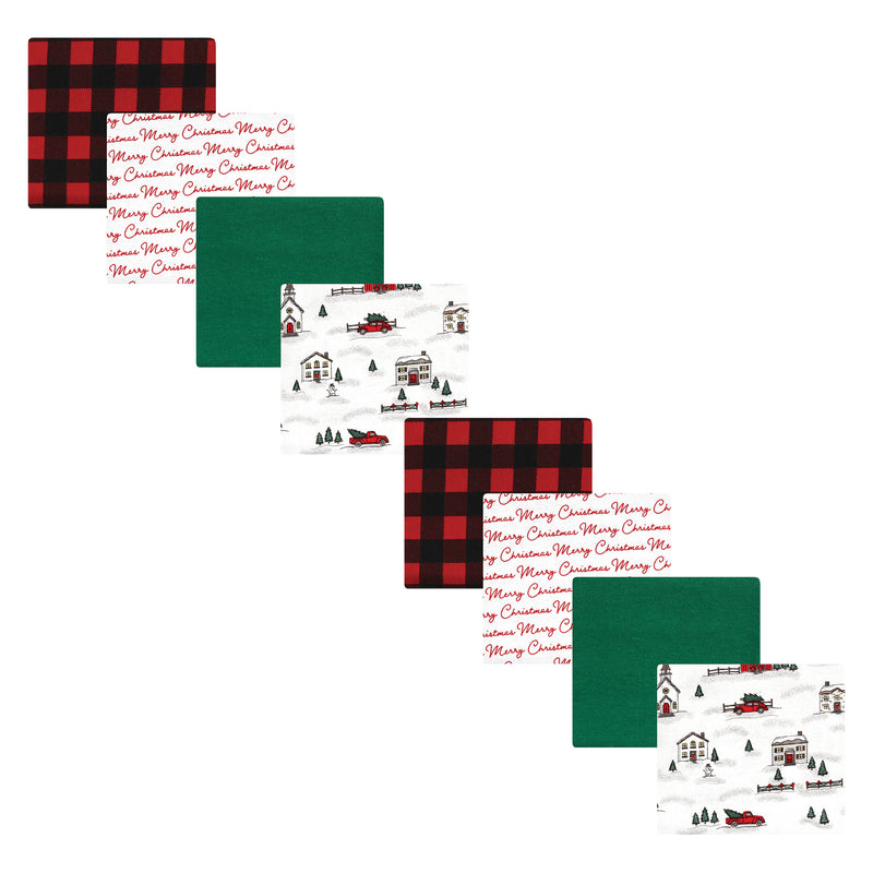 Hudson Baby Cotton Flannel Receiving Blankets Bundle Set, Christmas Scene