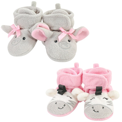 Hudson Baby Cozy Fleece Booties, Elephant Zebra