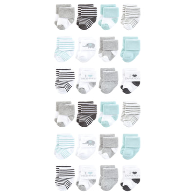 Hudson Baby Cotton Rich Newborn and Terry Socks, Mom and Dad Gray Mint