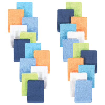 Hudson Baby 24Pc Rayon from Bamboo Woven Washcloths, Blue Orange Lime