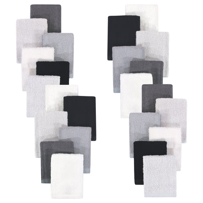 Hudson Baby 24Pc Rayon from Bamboo Woven Washcloths, Black White