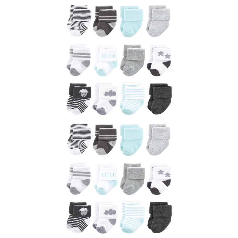 Hudson Baby Cotton Rich Newborn and Terry Socks, Sheep