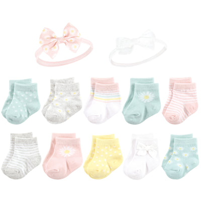 Hudson Baby Sock and Headband 12pc Set, Daisy