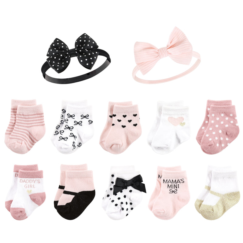 Hudson Baby Sock and Headband 12pc Set, Mom Dad