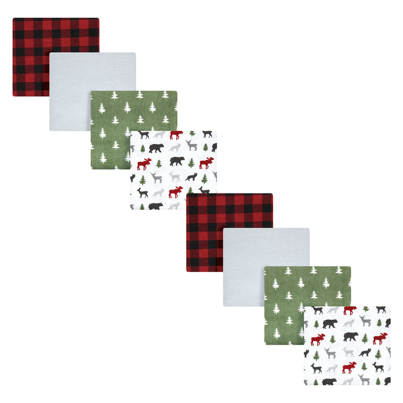 Hudson Baby Cotton Flannel Receiving Blankets Bundle Set, Woodland Christmas