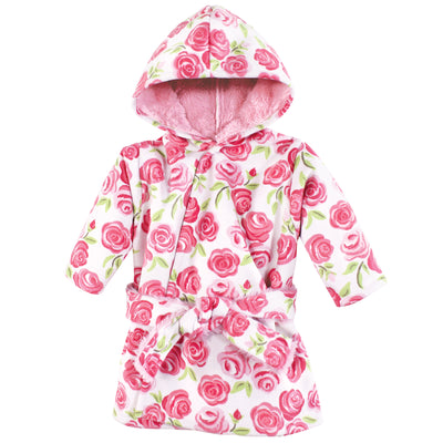 Hudson Baby Mink with Faux Fur Lining Pool and Beach Robe Cover-ups, Pink Roses