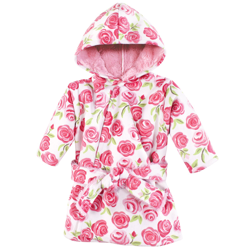 Hudson Baby Mink with Faux Fur Lining Pool and Beach Robe Cover-ups, Pink Roses