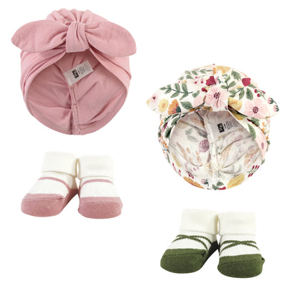 Hudson Baby Turban and Socks Set, Fall Botanical