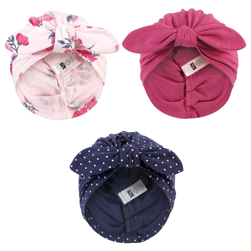 Hudson Baby Turban Cotton Headwraps, Pink Navy Floral