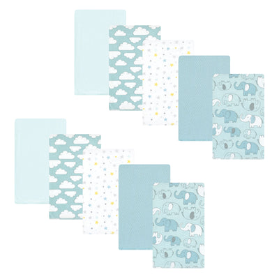 Hudson Baby Cotton Flannel Burp Cloths, Boy New Elephant 10-Pack