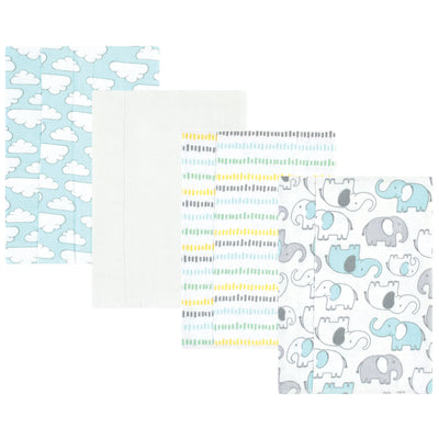 Hudson Baby Cotton Flannel Burp Cloths, Neutral New Elephant 4-Pack