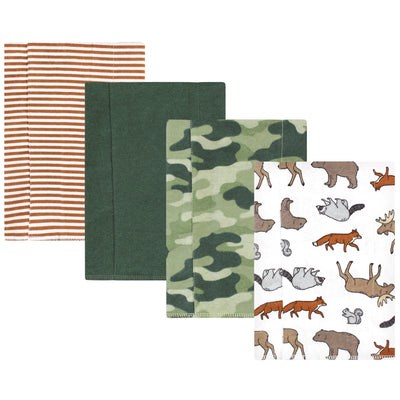 Hudson Baby Cotton Flannel Burp Cloths, Animal Adventure 4 Pack