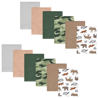 Hudson Baby Cotton Flannel Burp Cloths Bundle, Animal Adventure