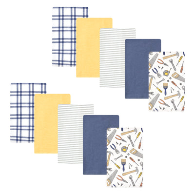 Hudson Baby Cotton Flannel Burp Cloths, Construction Work 10-Pack