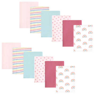 Hudson Baby Cotton Flannel Burp Cloths Bundle, Creative Rainbow