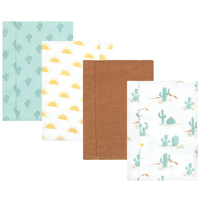 Hudson Baby Cotton Flannel Burp Cloths, Desert Cactus 4-Pack