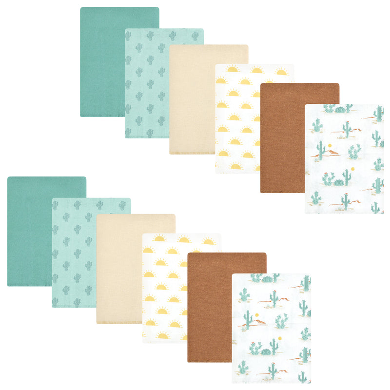 Hudson Baby Cotton Flannel Burp Cloths Bundle, Desert Cactus