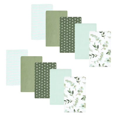 Hudson Baby Cotton Flannel Burp Cloths, Eucalyptus 10-Pack