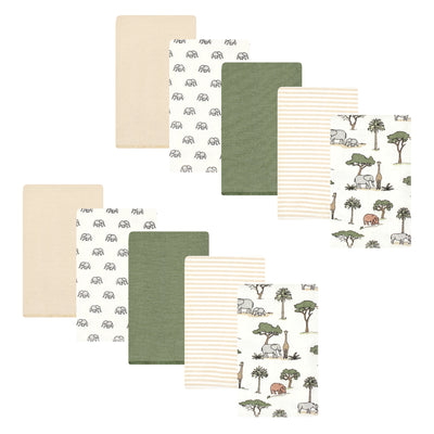 Hudson Baby Cotton Flannel Burp Cloths, Going On Safari 10-Pack