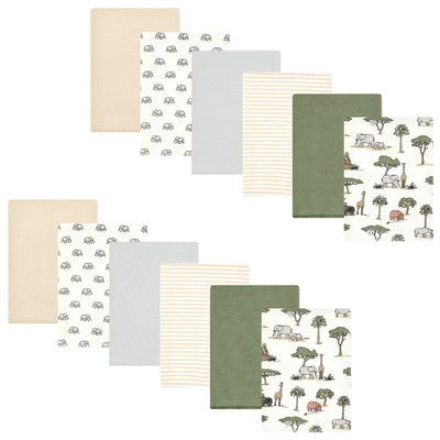 Hudson Baby Cotton Flannel Burp Cloths Bundle, Going On Safari