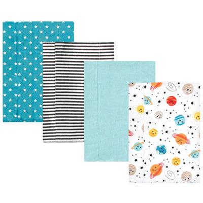 Hudson Baby Cotton Flannel Burp Cloths, Happy Planets 4 Pack