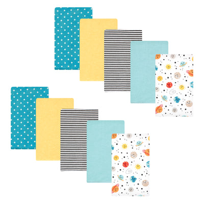 Hudson Baby Cotton Flannel Burp Cloths, Happy Planets 10 Pack