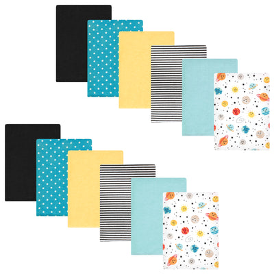 Hudson Baby Cotton Flannel Burp Cloths Bundle, Happy Planets