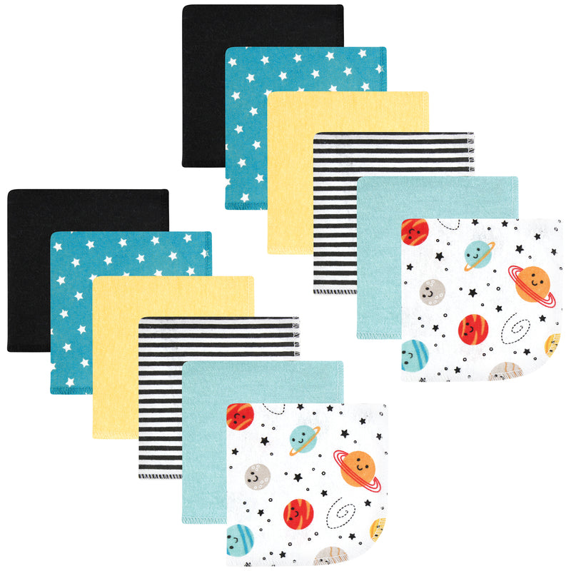 Hudson Baby Flannel Cotton Washcloths, Happy Planets 12 Pack