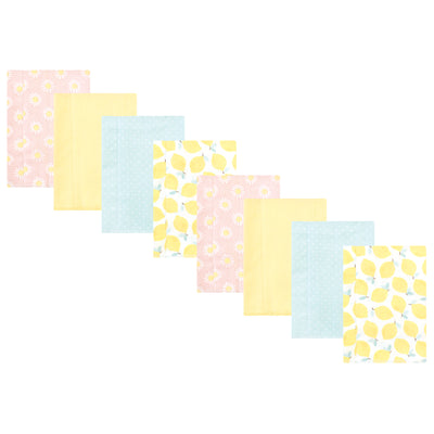 Hudson Baby Cotton Poly Flannel Burp Cloths Multipack, Lemon Daisy 8-Pack