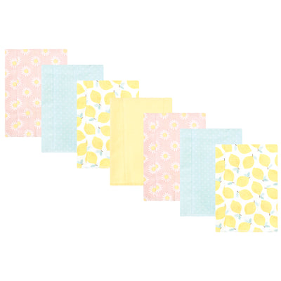 Hudson Baby Cotton Flannel Burp Cloths, Lemon Daisy 7 Pack