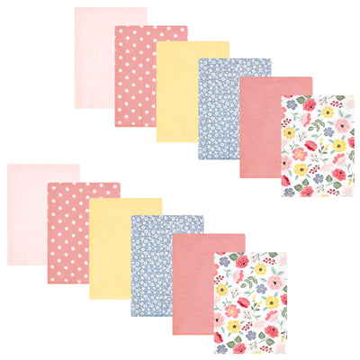 Hudson Baby Cotton Flannel Burp Cloths Bundle, Modern Botanical