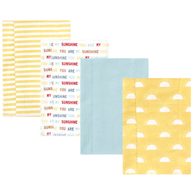 Hudson Baby Cotton Flannel Burp Cloths, My Sunshine 4 Pack