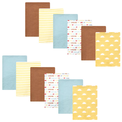 Hudson Baby Cotton Flannel Burp Cloths Bundle, My Sunshine