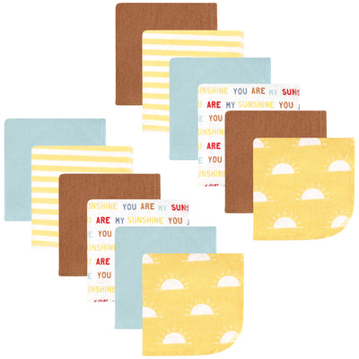 Hudson Baby Flannel Cotton Washcloths, My Sunshine 12 Pack