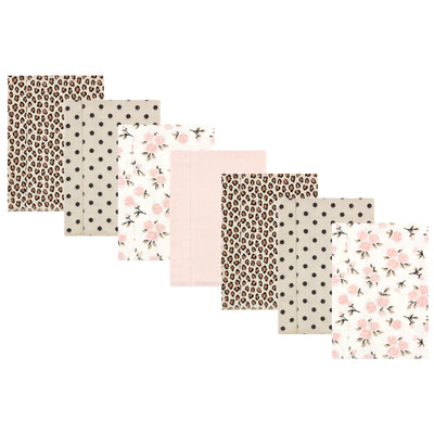 Hudson Baby Cotton Flannel Burp Cloths, Neutral Pink Floral 7 Pack