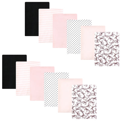 Hudson Baby Cotton Flannel Burp Cloths Bundle, Pink Bows